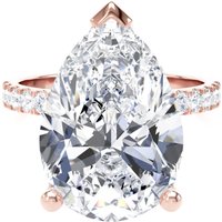 18ct Rose Gold 7.25cttw Pear Cut Lab Grown Diamond Set Shoulder Solitaire Engagement Ring - Ring Size W