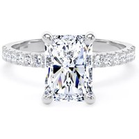 Platinum 2.70cttw Radiant Cut Lab Grown Diamond Set Shoulder Solitaire Engagement Ring - Ring Size X.5