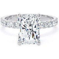 Platinum 3.25cttw Radiant Cut Lab Grown Diamond Set Shoulder Solitaire Engagement Ring - Ring Size H