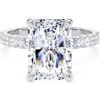 Platinum 5.25cttw Radiant Cut Lab Grown Diamond Set Shoulder Solitaire Engagement Ring - Ring Size V