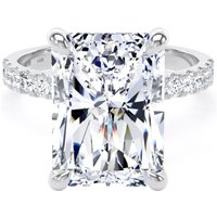 Platinum 7.25cttw Radiant Cut Lab Grown Diamond Set Shoulder Solitaire Engagement Ring - Ring Size G.5