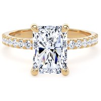 18ct Yellow Gold 2.70cttw Radiant Cut Lab Grown Diamond Set Shoulder Solitaire Engagement Ring - Ring Size I