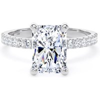 18ct White Gold 2.70cttw Radiant Cut Lab Grown Diamond Set Shoulder Solitaire Engagement Ring - Ring Size N.5