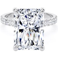18ct White Gold 7.25cttw Radiant Cut Lab Grown Diamond Set Shoulder Solitaire Engagement Ring - Ring Size N.5