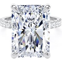 18ct White Gold 10.25cttw Radiant Cut Lab Grown Diamond Set Shoulder Solitaire Engagement Ring - Ring Size Z