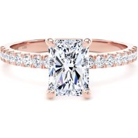 18ct Rose Gold 1.70cttw Radiant Cut Lab Grown Diamond Set Shoulder Solitaire Engagement Ring - Ring Size Z