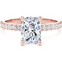 18ct Rose Gold 2.20cttw Radiant Cut Lab Grown Diamond Set Shoulder Solitaire Engagement Ring - Ring Size X.5