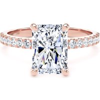 18ct Rose Gold 2.70cttw Radiant Cut Lab Grown Diamond Set Shoulder Solitaire Engagement Ring - Ring Size P