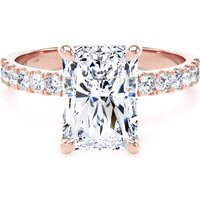 18ct Rose Gold 3.25cttw Radiant Cut Lab Grown Diamond Set Shoulder Solitaire Engagement Ring - Ring Size T.5