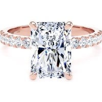 18ct Rose Gold 4.25cttw Radiant Cut Lab Grown Diamond Set Shoulder Solitaire Engagement Ring - Ring Size R.5