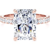 18ct Rose Gold 5.25cttw Radiant Cut Lab Grown Diamond Set Shoulder Solitaire Engagement Ring - Ring Size O