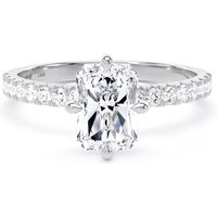 Platinum Compass Set 1.70cttw Radiant Lab Grown Diamond Set Shoulder Solitaire Engagement Ring - Ring Size L