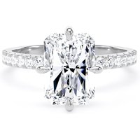 Platinum Compass Set 3.25cttw Radiant Lab Grown Diamond Set Shoulder Solitaire Engagement Ring - Ring Size F.5