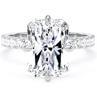 Platinum Compass Set 5.25cttw Radiant Lab Grown Diamond Set Shoulder Solitaire Engagement Ring - Ring Size L.5