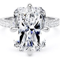 Platinum Compass Set 7.25cttw Radiant Lab Grown Diamond Set Shoulder Solitaire Engagement Ring - Ring Size K.5