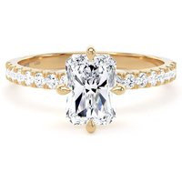 18ct Yellow Gold Compass Set 1.70cttw Radiant Lab Grown Diamond Set Shoulder Solitaire Engagement Ring - Ring Size V.5