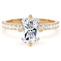 18ct Yellow Gold Compass Set 2.20cttw Radiant Lab Grown Diamond Set Shoulder Solitaire Engagement Ring - Ring Size T.5