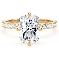 18ct Yellow Gold Compass Set 2.70cttw Radiant Lab Grown Diamond Set Shoulder Solitaire Engagement Ring - Ring Size G.5