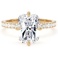 18ct Yellow Gold Compass Set 3.25cttw Radiant Lab Grown Diamond Set Shoulder Solitaire Engagement Ring - Ring Size M.5