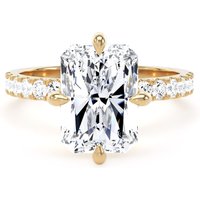 18ct Yellow Gold Compass Set 4.25cttw Radiant Lab Grown Diamond Set Shoulder Solitaire Engagement Ring - Ring Size O.5
