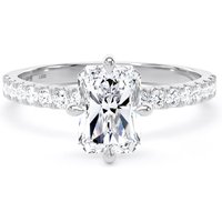 18ct White Gold Compass Set 1.70cttw Radiant Lab Grown Diamond Set Shoulder Solitaire Engagement Ring - Ring Size F.5