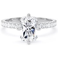 18ct White Gold Compass Set 2.20cttw Radiant Lab Grown Diamond Set Shoulder Solitaire Engagement Ring - Ring Size N.5