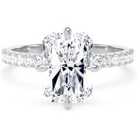 18ct White Gold Compass Set 3.25cttw Radiant Lab Grown Diamond Set Shoulder Solitaire Engagement Ring - Ring Size Y