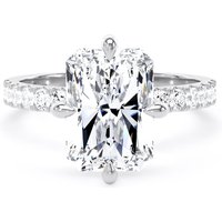 18ct White Gold Compass Set 4.25cttw Radiant Lab Grown Diamond Set Shoulder Solitaire Engagement Ring - Ring Size J