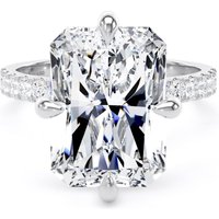 18ct White Gold Compass Set 7.25cttw Radiant Lab Grown Diamond Set Shoulder Solitaire Engagement Ring - Ring Size Z