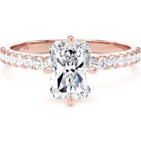 18ct Rose Gold Compass Set 1.70cttw Radiant Lab Grown Diamond Set Shoulder Solitaire Engagement Ring - Ring Size F
