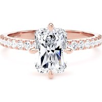18ct Rose Gold Compass Set 2.20cttw Radiant Lab Grown Diamond Set Shoulder Solitaire Engagement Ring - Ring Size Q.5