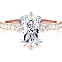 18ct Rose Gold Compass Set 2.70cttw Radiant Lab Grown Diamond Set Shoulder Solitaire Engagement Ring - Ring Size N
