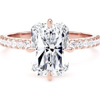 18ct Rose Gold Compass Set 3.25cttw Radiant Lab Grown Diamond Set Shoulder Solitaire Engagement Ring - Ring Size R