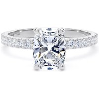 Platinum 1.70cttw Elongated Cushion Cut Lab Grown Diamond Set Shoulder Solitaire Engagement Ring - Ring Size V