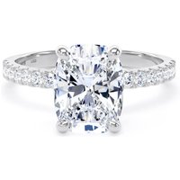 Platinum 2.70cttw Elongated Cushion Cut Lab Grown Diamond Set Shoulder Solitaire Engagement Ring - Ring Size P.5