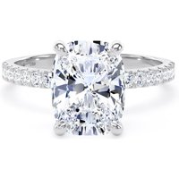 Platinum 3.25cttw Elongated Cushion Cut Lab Grown Diamond Set Shoulder Solitaire Engagement Ring - Ring Size Q