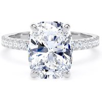 Platinum 4.25cttw Elongated Cushion Cut Lab Grown Diamond Set Shoulder Solitaire Engagement Ring - Ring Size W.5