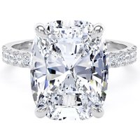 Platinum 7.25cttw Elongated Cushion Cut Lab Grown Diamond Set Shoulder Solitaire Engagement Ring - Ring Size Q