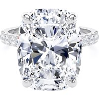 Platinum 10.25cttw Elongated Cushion Cut Lab Grown Diamond Set Shoulder Solitaire Engagement Ring - Ring Size Q