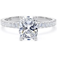 18ct White Gold 1.70cttw Elongated Cushion Cut Lab Grown Diamond Set Shoulder Solitaire Engagement Ring - Ring Size N