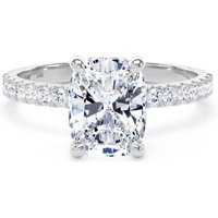 18ct White Gold 2.20cttw Elongated Cushion Cut Lab Grown Diamond Set Shoulder Solitaire Engagement Ring - Ring Size U.5