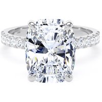 18ct White Gold 5.25cttw Elongated Cushion Cut Lab Grown Diamond Set Shoulder Solitaire Engagement Ring - Ring Size X.5