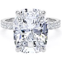 18ct White Gold 7.25cttw Elongated Cushion Cut Lab Grown Diamond Set Shoulder Solitaire Engagement Ring - Ring Size Q