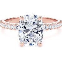 18ct Rose Gold 2.70cttw Elongated Cushion Cut Lab Grown Diamond Set Shoulder Solitaire Engagement Ring - Ring Size P.5