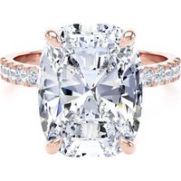 18ct Rose Gold 7.25cttw Elongated Cushion Cut Lab Grown Diamond Set Shoulder Solitaire Engagement Ring - Ring Size V