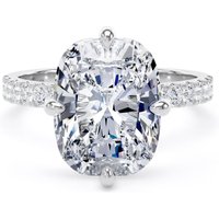 Platinum Compass Set 5.25cttw Cushion Lab Grown Diamond Set Shoulder Solitaire Engagement Ring - Ring Size R.5