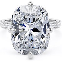 Platinum Compass Set 10.25cttw Cushion Lab Grown Diamond Set Shoulder Solitaire Engagement Ring - Ring Size J.5