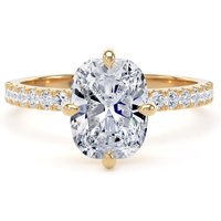 18ct Yellow Gold Compass Set 2.20cttw Cushion Lab Grown Diamond Set Shoulder Solitaire Engagement Ring - Ring Size N