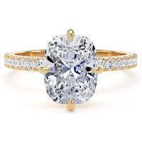 18ct Yellow Gold Compass Set 2.70cttw Cushion Lab Grown Diamond Set Shoulder Solitaire Engagement Ring - Ring Size W.5