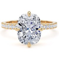 18ct Yellow Gold Compass Set 3.25cttw Cushion Lab Grown Diamond Set Shoulder Solitaire Engagement Ring - Ring Size S.5